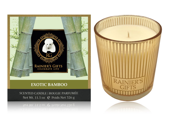 Rainier’s Gifts Classic Scented Candle (Exotic Bamboo) - Aromatherapy, 11.5 oz, 55-65 Hours Average Burn Time