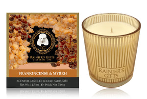 Rainier’s Gifts Classic Scented Candle (Frankincense & Myrrh) - Aromatherapy, 11.5 oz, 55-65 Hours Average Burn Time