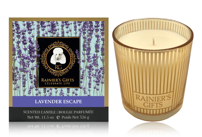 Rainier’s Gifts Classic Scented Candle (Lavender Escape) - Aromatherapy, 11.5 oz, 55-65 Hours Average Burn Time