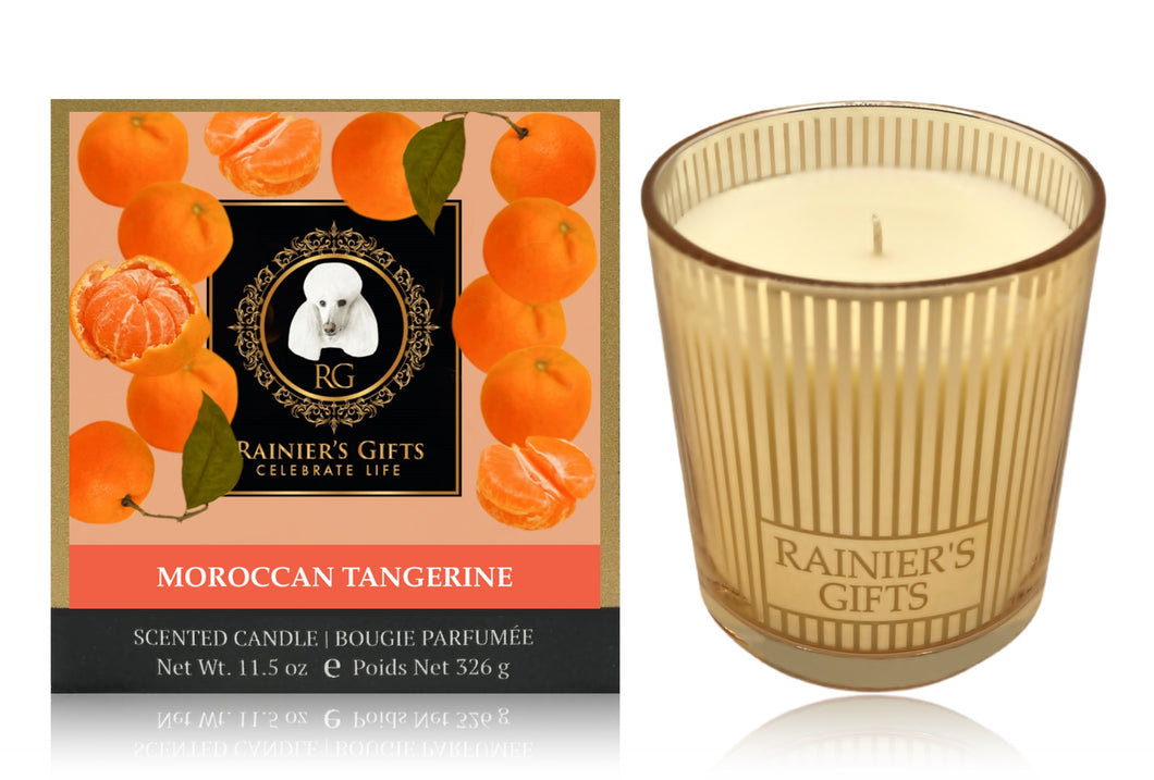 Rainier’s Gifts Classic Scented Candle (Moroccan Tangerine) - Aromatherapy, 11.5 oz, 55-65 Hours Average Burn Time