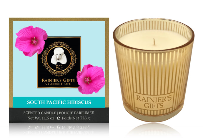 Rainier’s Gifts Classic Scented Candle (South Pacific Hibiscus) - Aromatherapy, 11.5 oz, 55-65 Hours Average Burn Time